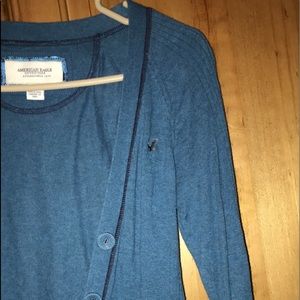 blue cardigan